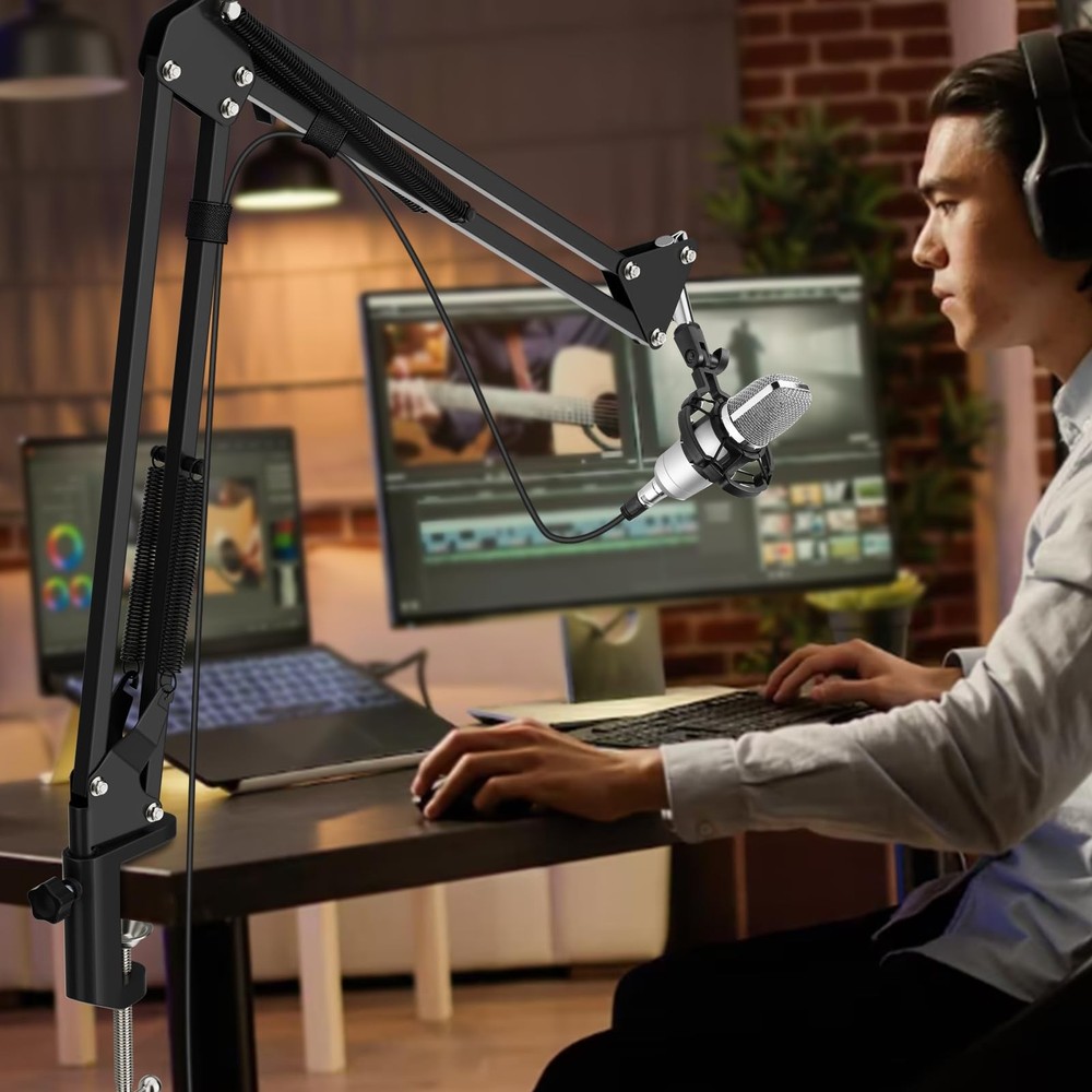 Microphone Stand, Adjustable Microphone Desk Stand for HyperX Mic Boom Arm St...