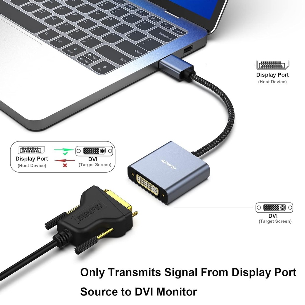 BENFEI DISPLAYPORT DP TO DVI ADAPTER CABLE - NEW