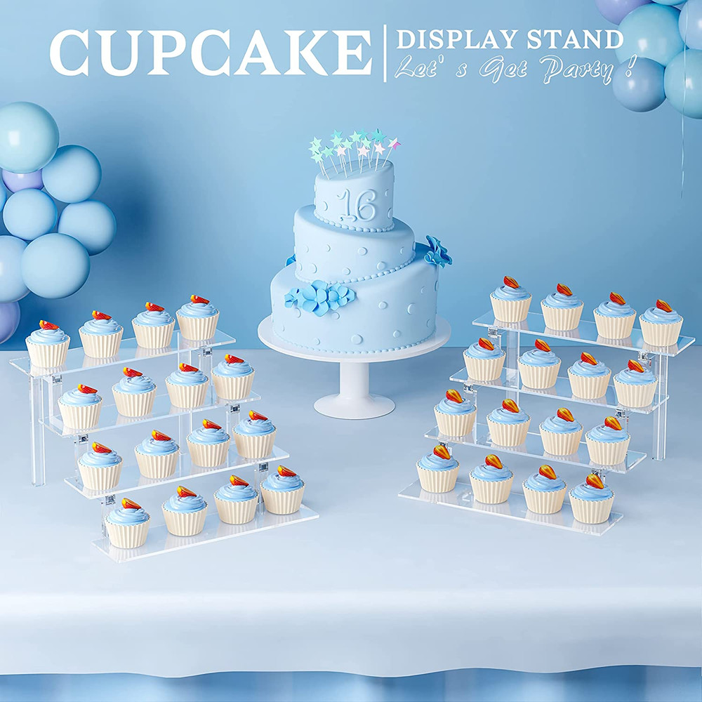 Acrylic Stand Riser Display, 12” Perfume Display Shelf, 4 Tier Display Stand for
