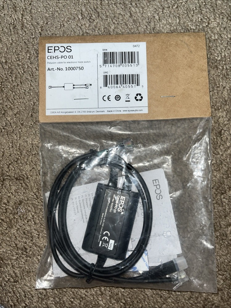 EPOS CEHS-PO 01 Polycom Adapter Cable for Electronic Hook Switch BRAND NEW