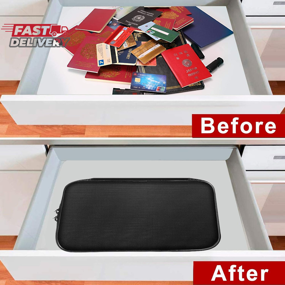 ENGPOW Small Fireproof Storage Organizer Case with Lock(9”X 5.3”X 3.7”), 3-Layer