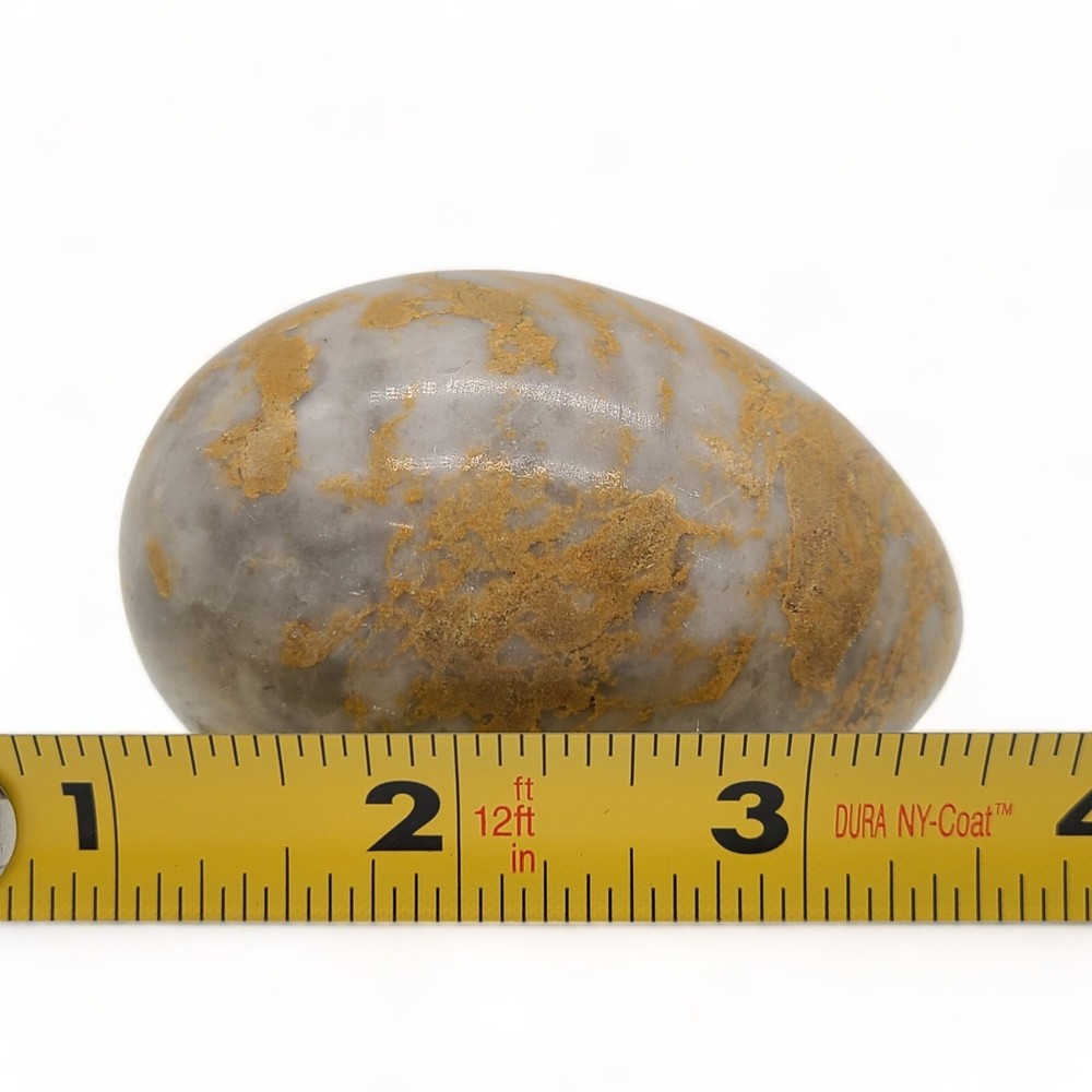 Stone Egg Easter Holiday Kitchen Decor Gray With Gold Flakes Tones Marble 2.75"