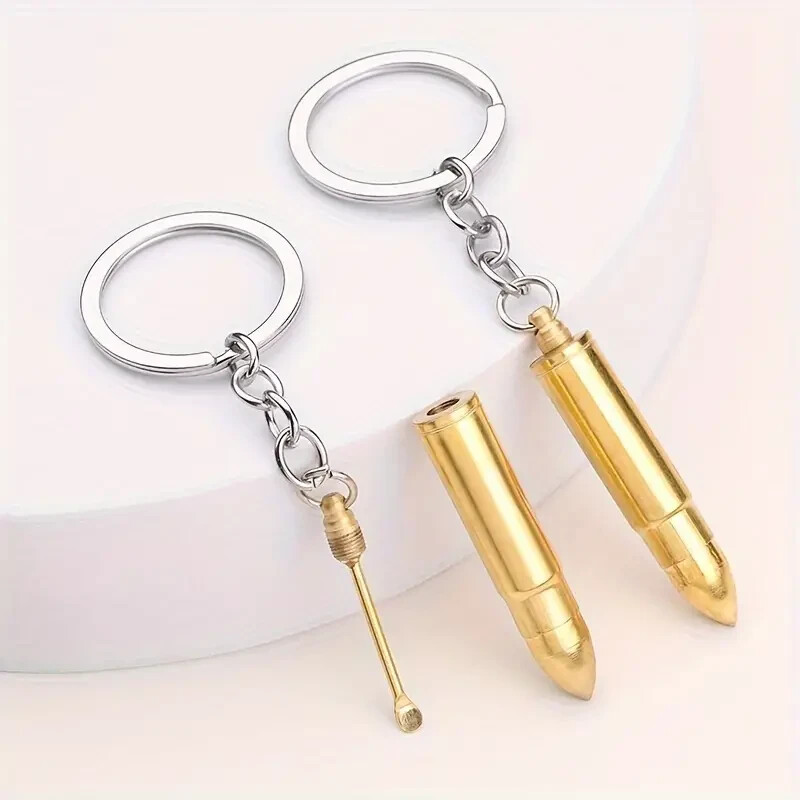 2-in-1 Simulation Bullet Model Earpick Keychain