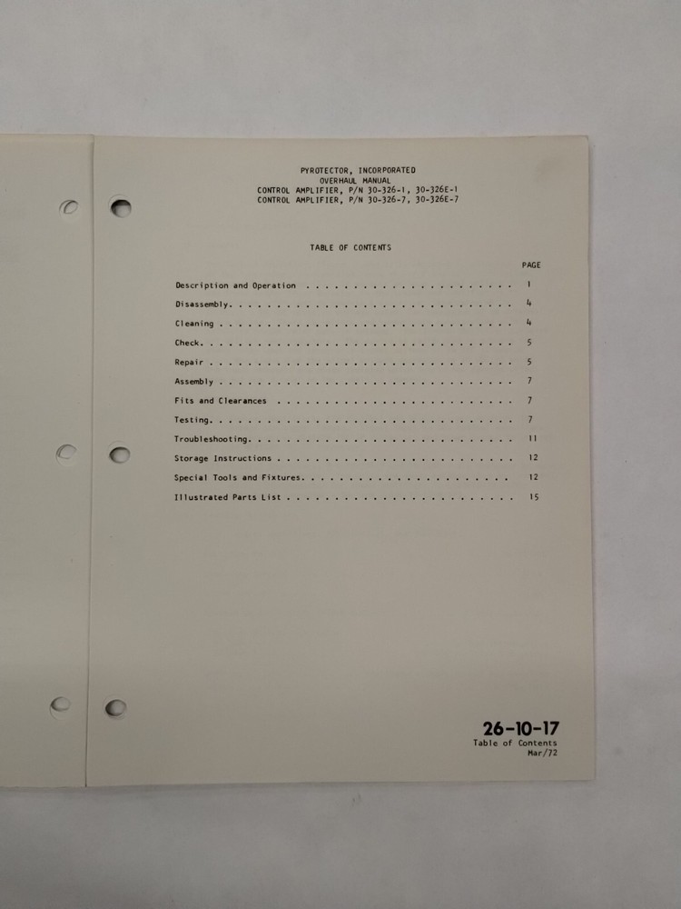 Pyrotector Incorporated Control Amplifiers Overhaul Manual-Original