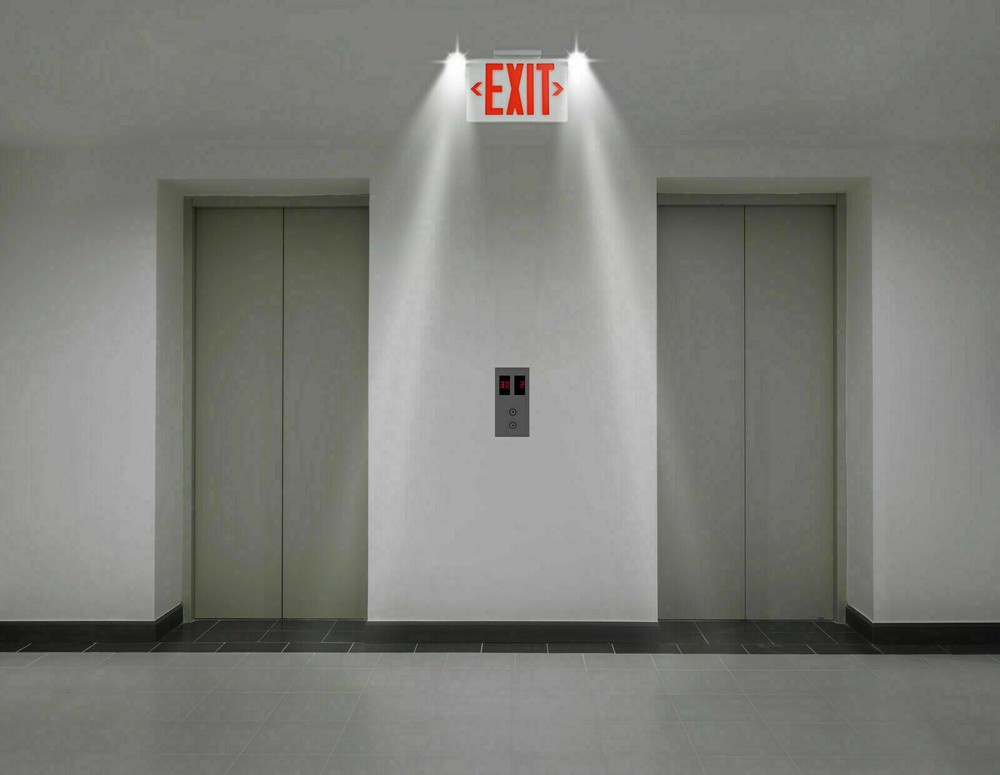 2-Pack Red LED Exit Emergency Sign Lights US Battery Backup Emergency Lighting