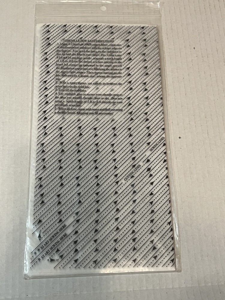 Chenille Sew Easy Tear Away Stabilizer Template