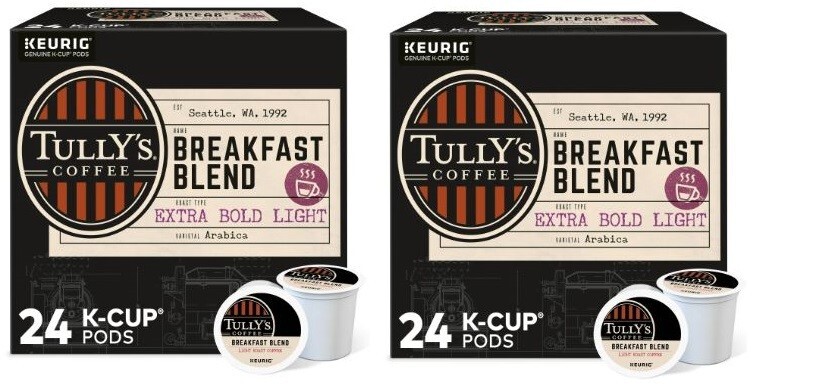 𝑲𝒆𝒖𝒓𝒊𝒈 𝑲-𝒄𝒖𝒑𝒔 Tullys Breakfast Blend Coffee 48 Count