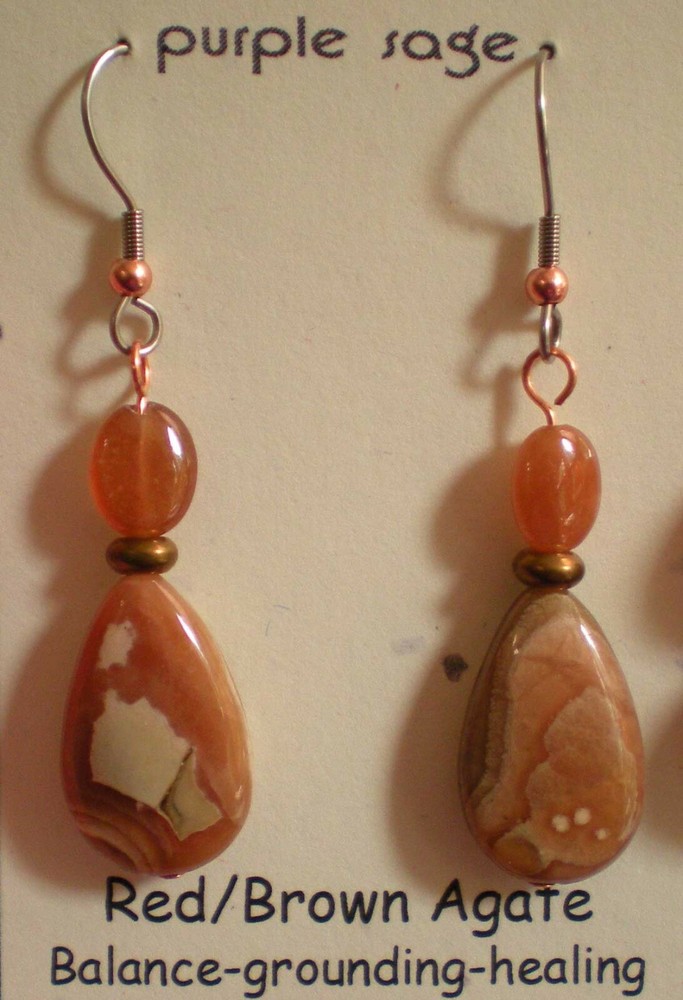 Agate Drop Earrings - Balance, Grounding, Healing e131