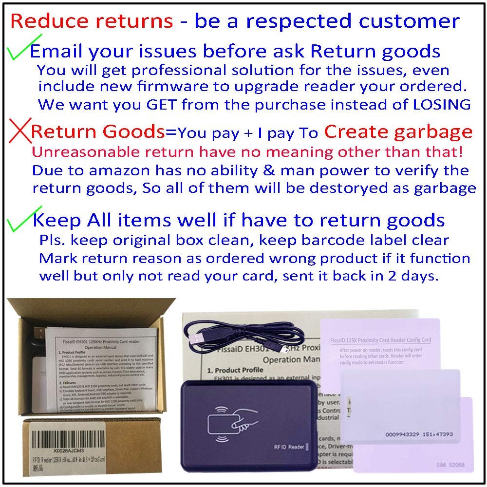 RFID Reader 125KHz Proximity EM4100 ID Card USB Emulates Keyboard Linux iOS