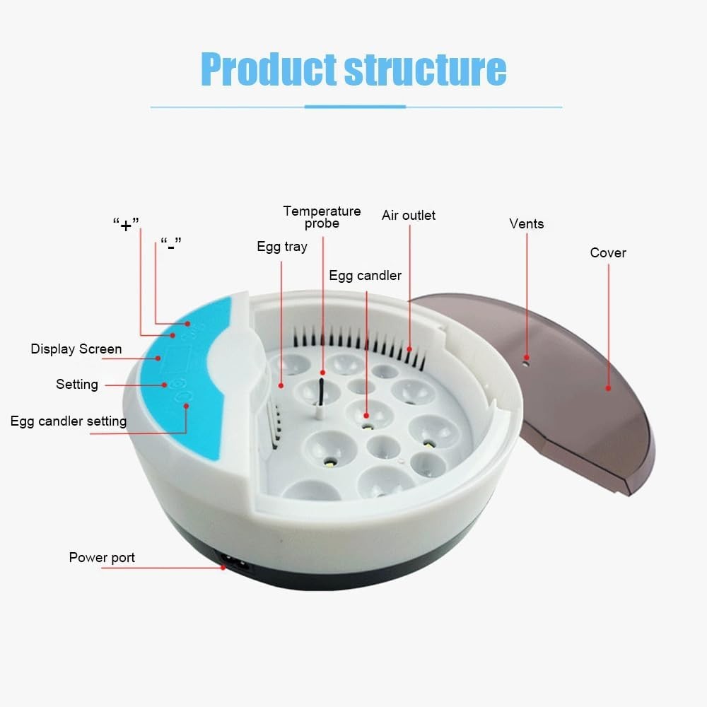9 Egg Incubator w/ Temperature Control, Touch Operation& Temperature Display