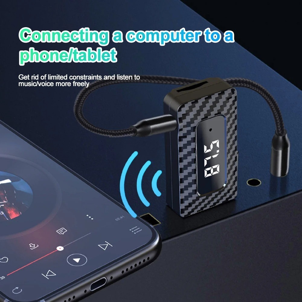 3 in 1 Car Mini USB Transmitter Receiver Bluetooth 5.3 with LED Display