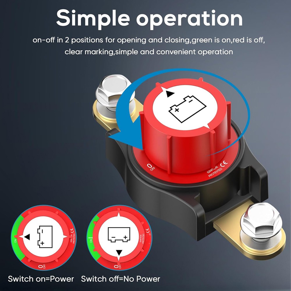 Battery Disconnect Switch Side Post 12V-48V Kill Cut Off Switch For Car RV Boat