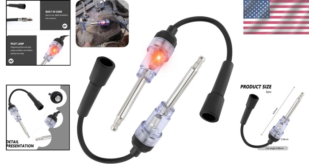 Effortless Engine Diagnostics - 2PCS Universal Spark Tester with Neon Indicator