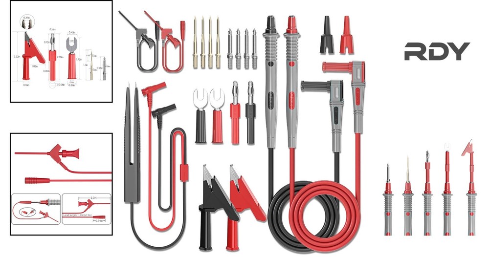 Comprehensive Multimeter Testing Kit with Replaceable Probes & Clips - 21PCS