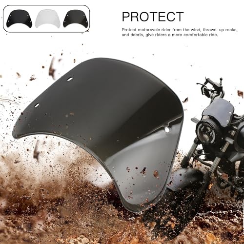 Universal 5"-7" Motorcycle Windshield Wind Deflector Windscreen Front Ash