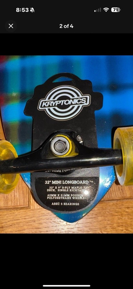 Kryptonics 32" Mini Longboard Skateboard New Sealed Excellent Art Work
