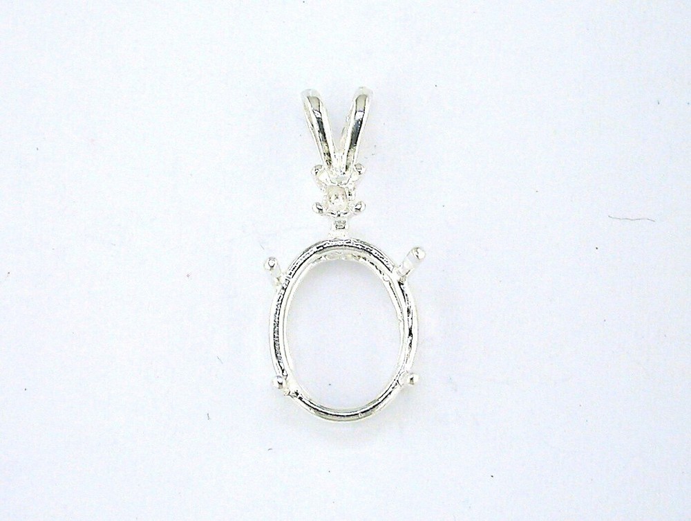 Oval Single Accent Pendant Setting Sterling Silver