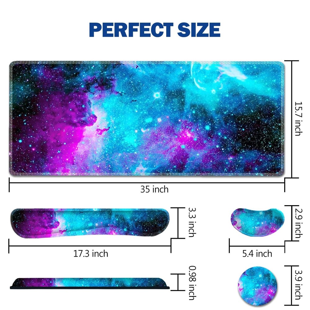 AIMSA Large Gaming Mouse Pad Set, Keyboard Wrist Rest Support Mouse Pad, Ergo...