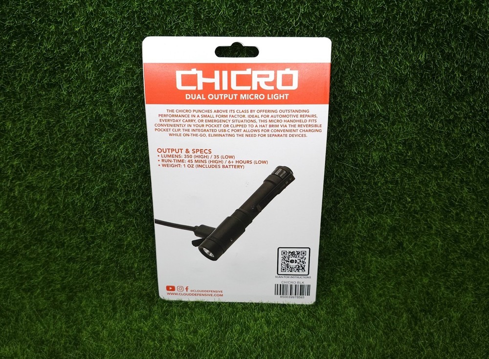 Cloud Defensive CHICRO Dual - Output Micro Rechargeable Flashlight 350/35 Lumens