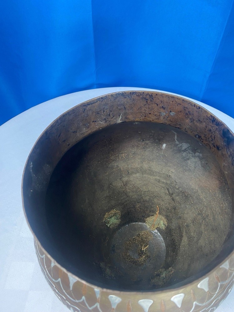 Egyptian Bronze W/ Silver Overlay Vessel