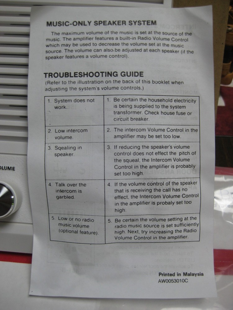 Nutone ISB-53WH Intercom Speaker- New