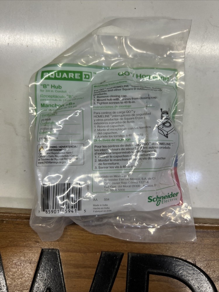 SQUARE D 45941, 3/4” Rainproof Bolt-On Hub, Type B, Series 4