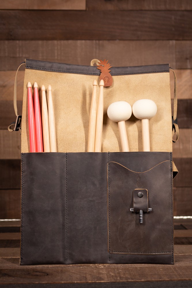 ScapeGrace Designs Leather Stick Bag, Large, Weathered Grey