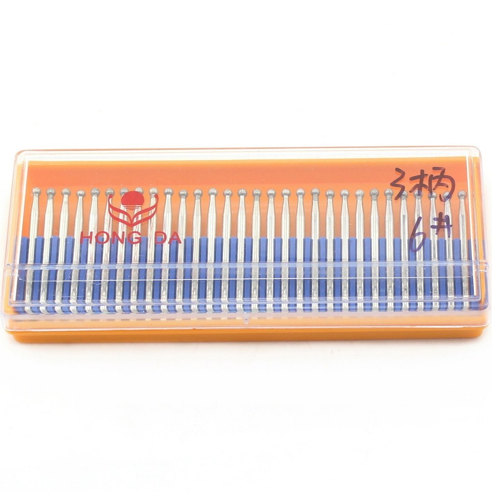 30Pcs Circular Head 1/8" Mini Diamond Coated Spherical Grinding Bits Ball Burs