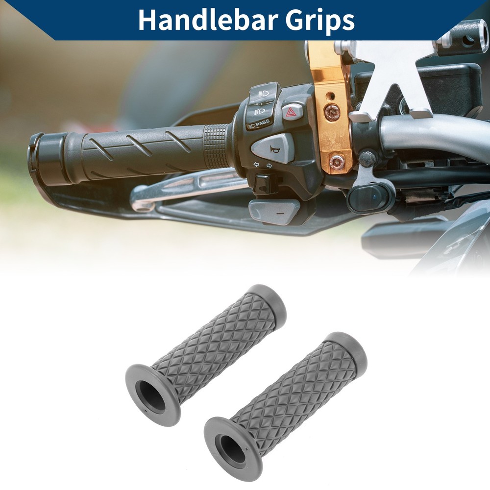 Grey Rubber Motorcycle Handlebar Covers 7/8" 22mm 1 Pair