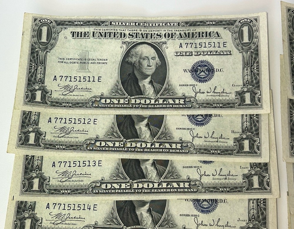1935 c silver certificate dollar. 14 Consecutive
