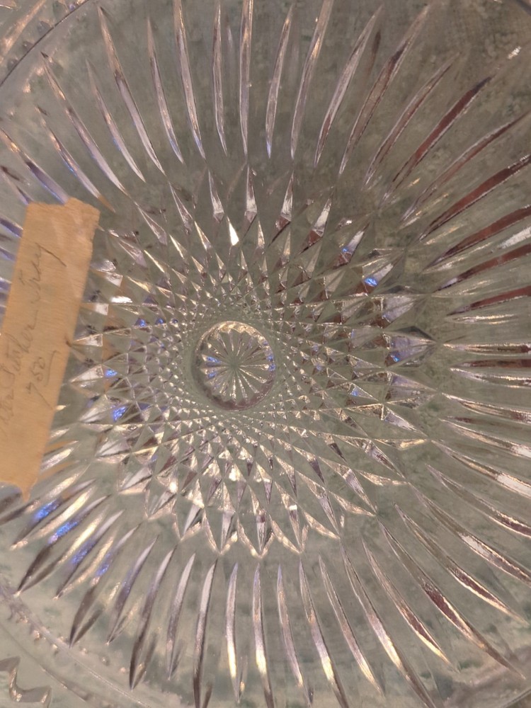 Heavy Clear Cut Crystal Juice Water Pitcher TRAY Diamond Pattern