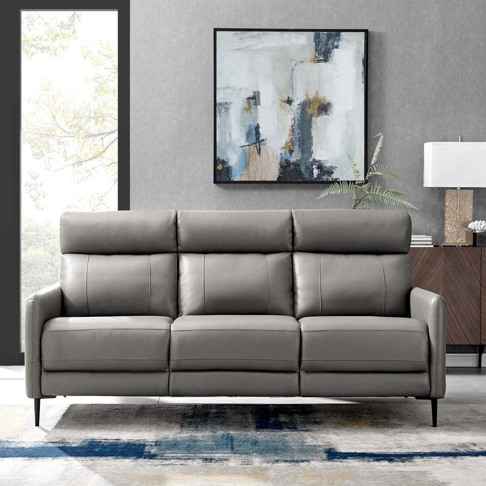 Modway Huxley Leather Sofa in Gray