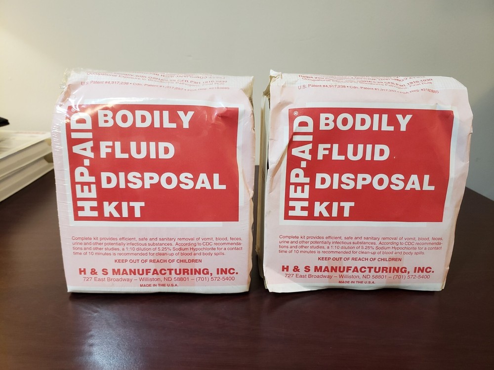 Hep-Aid Bodily Fluid Disposal Kit - 2 pack NEW