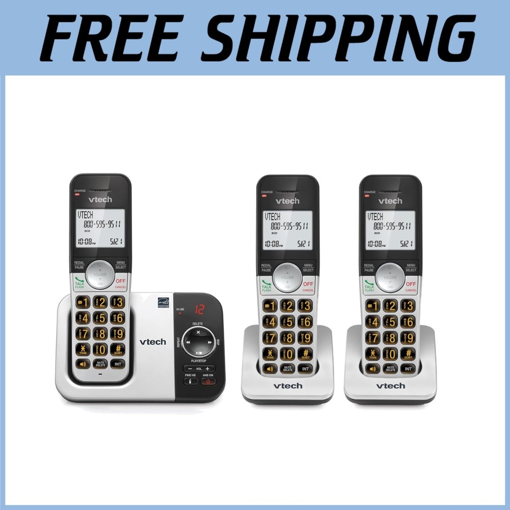 Cordless Phone Set with Answering Machine - 3 Handsets