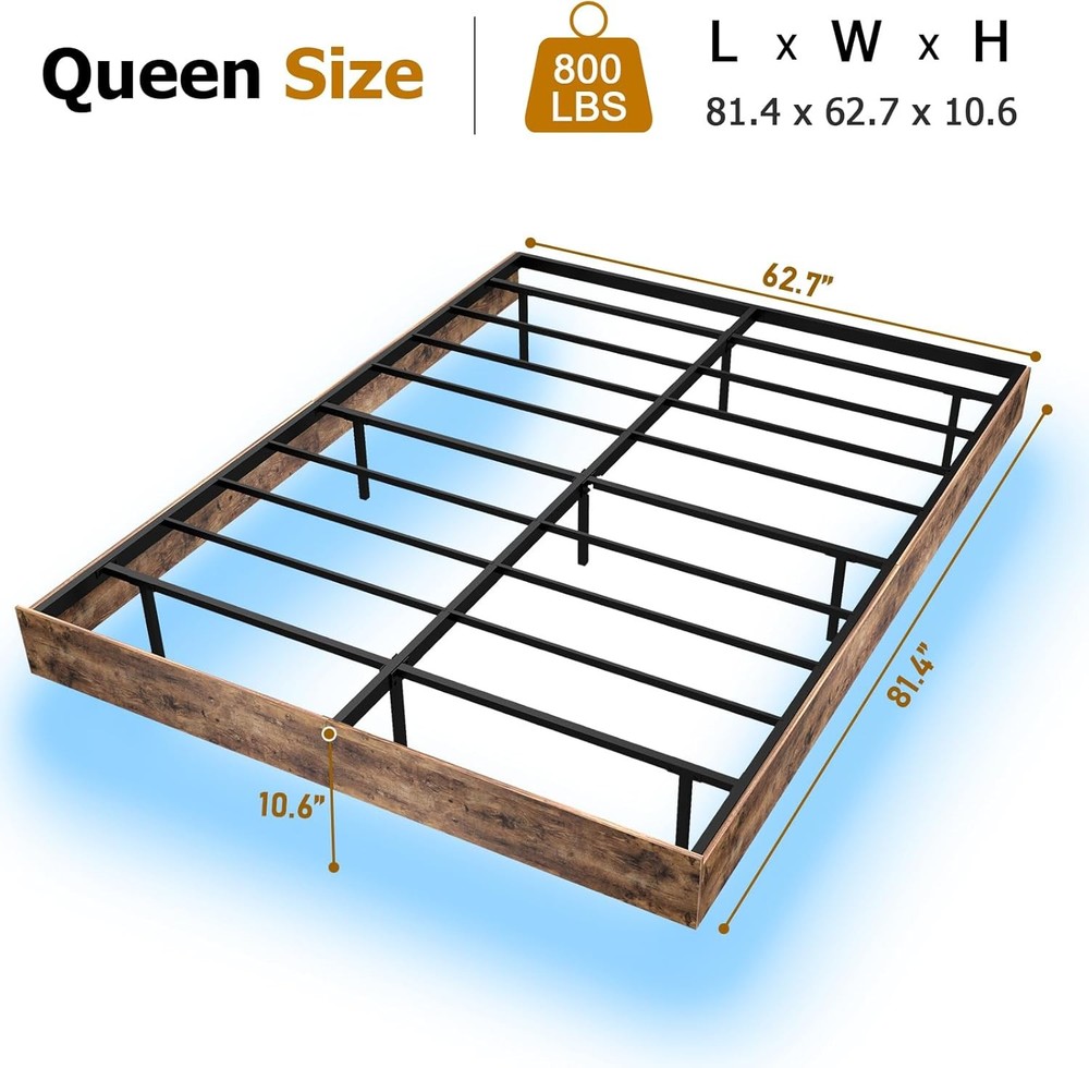 Floating Full/Queen/King Bed Frame with LED Lights, No Box Spring Needed