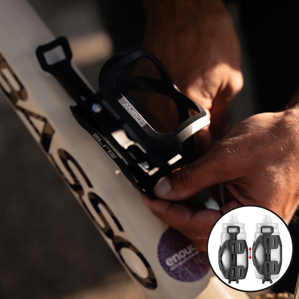 Elite Ambo Side-Entry Bottle Cage Black, Reversible