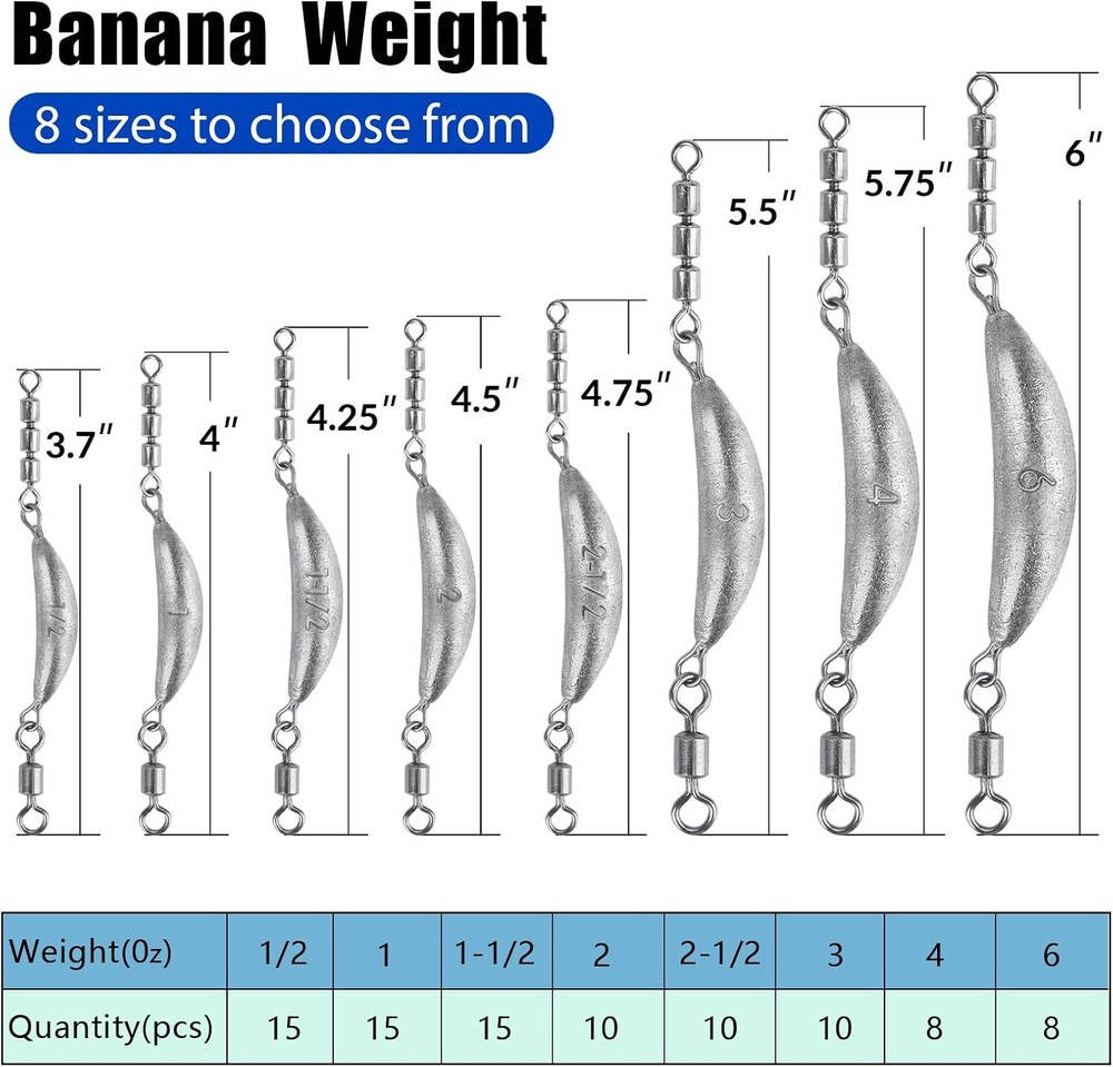 Fishing Weights Sinker Crescent Sinker Fish Weights Kit Inline Trolling Sinkers