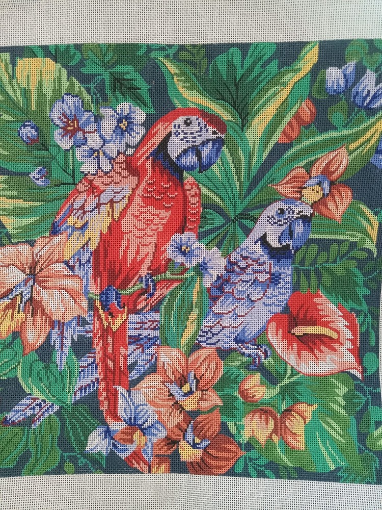 Parrots HP Needlepoint Canvas By Lee