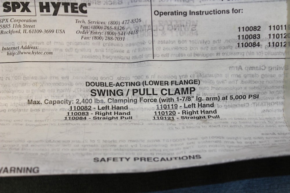 New Hytec Swing Clamp 110082