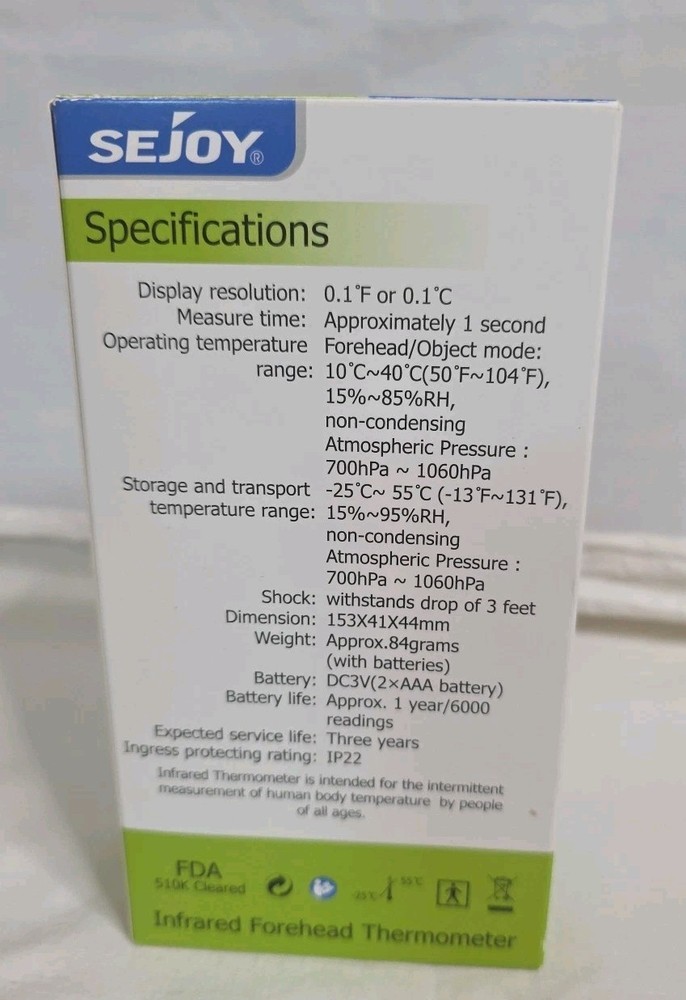 NIB Digital Forehead Thermometer - White