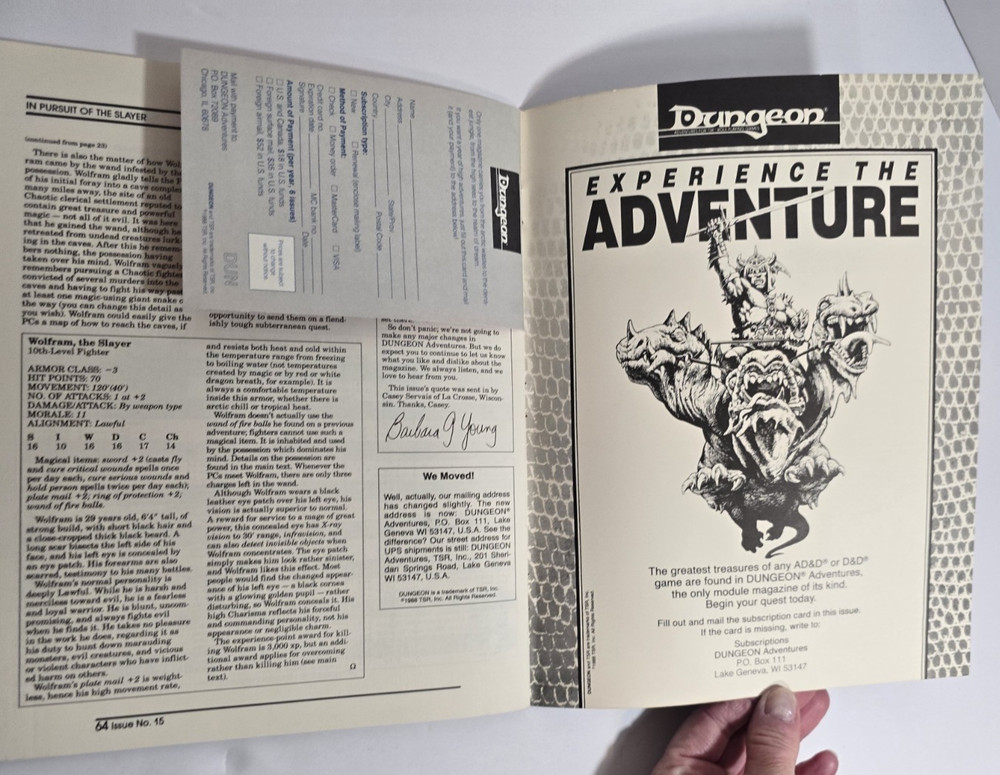 Dungeon Magazine Issue #15 - TSR EXCELLENT CONDITION