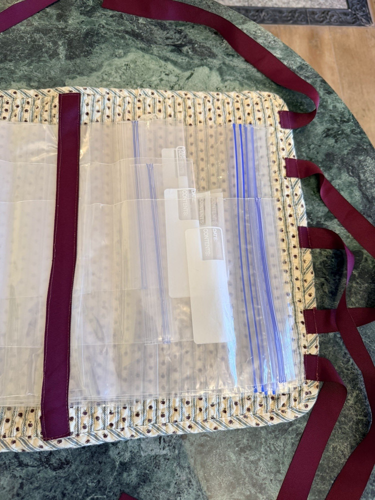 Quilted Fabric Embroidery Floss Thread Craft Clear Bag Organizer