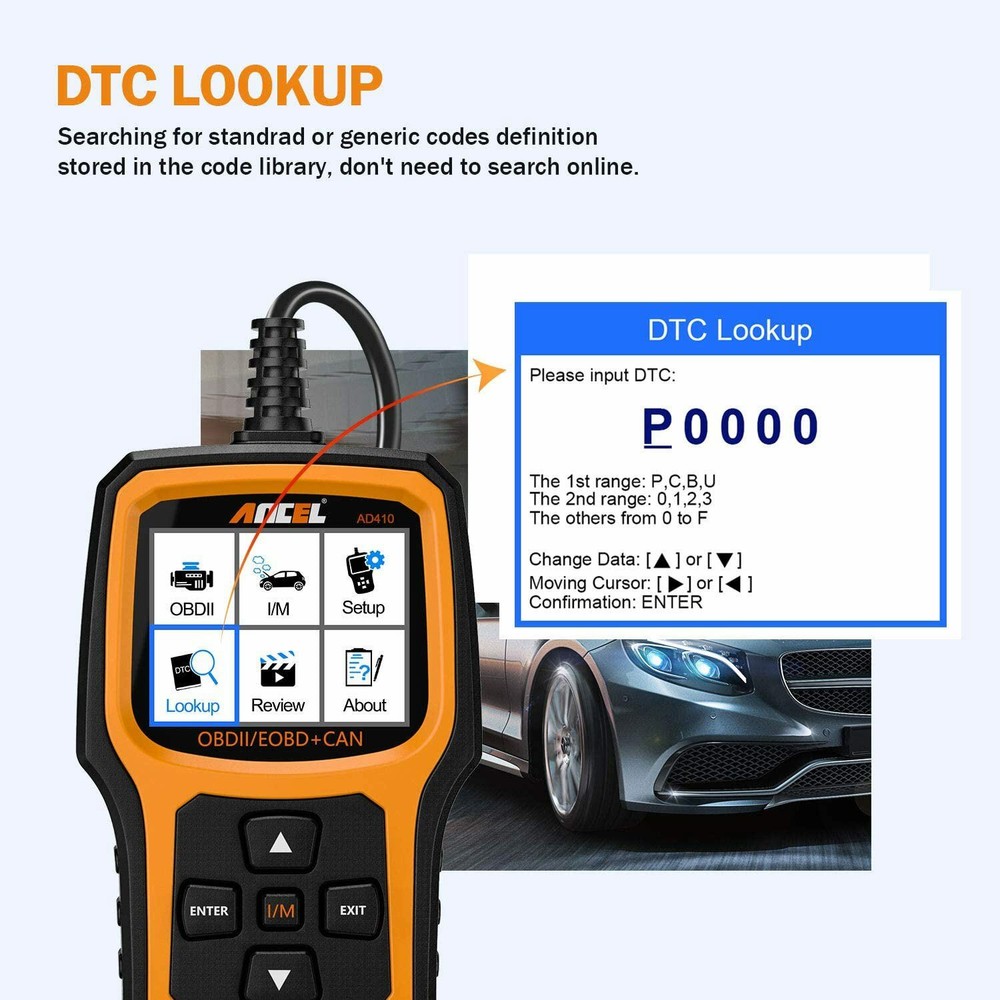 Professional ANCEL AD410 OBD2 Scanner 12V Check Car Engine Free Update Diagnosis