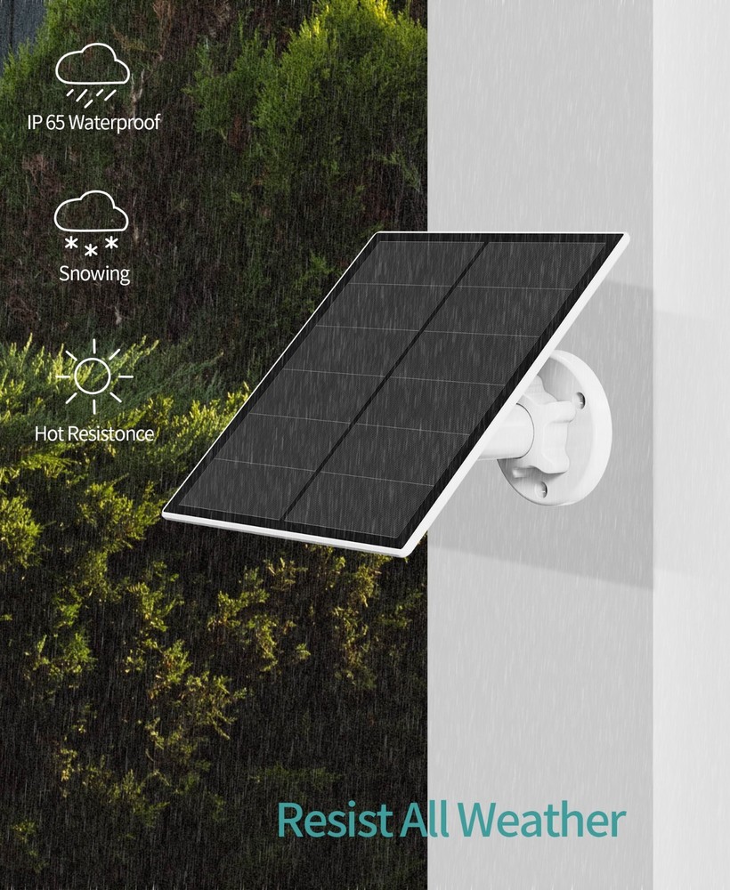 5W Solar Panel Power for Security Camera Outdoor USB Charging 360° Adjustable