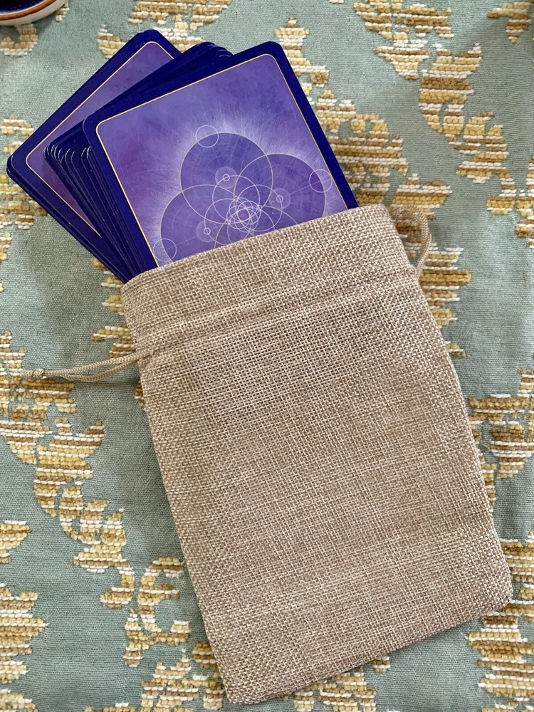 Tarot Card Bag Pouch, Burlap, Rustic Drawstring - 3 Pack