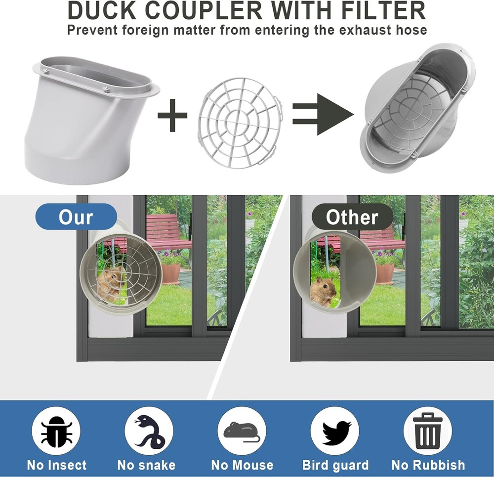 Portable AC Window Vent Kit, Adjustable Vertical/Horizontal Sliding Window Kit