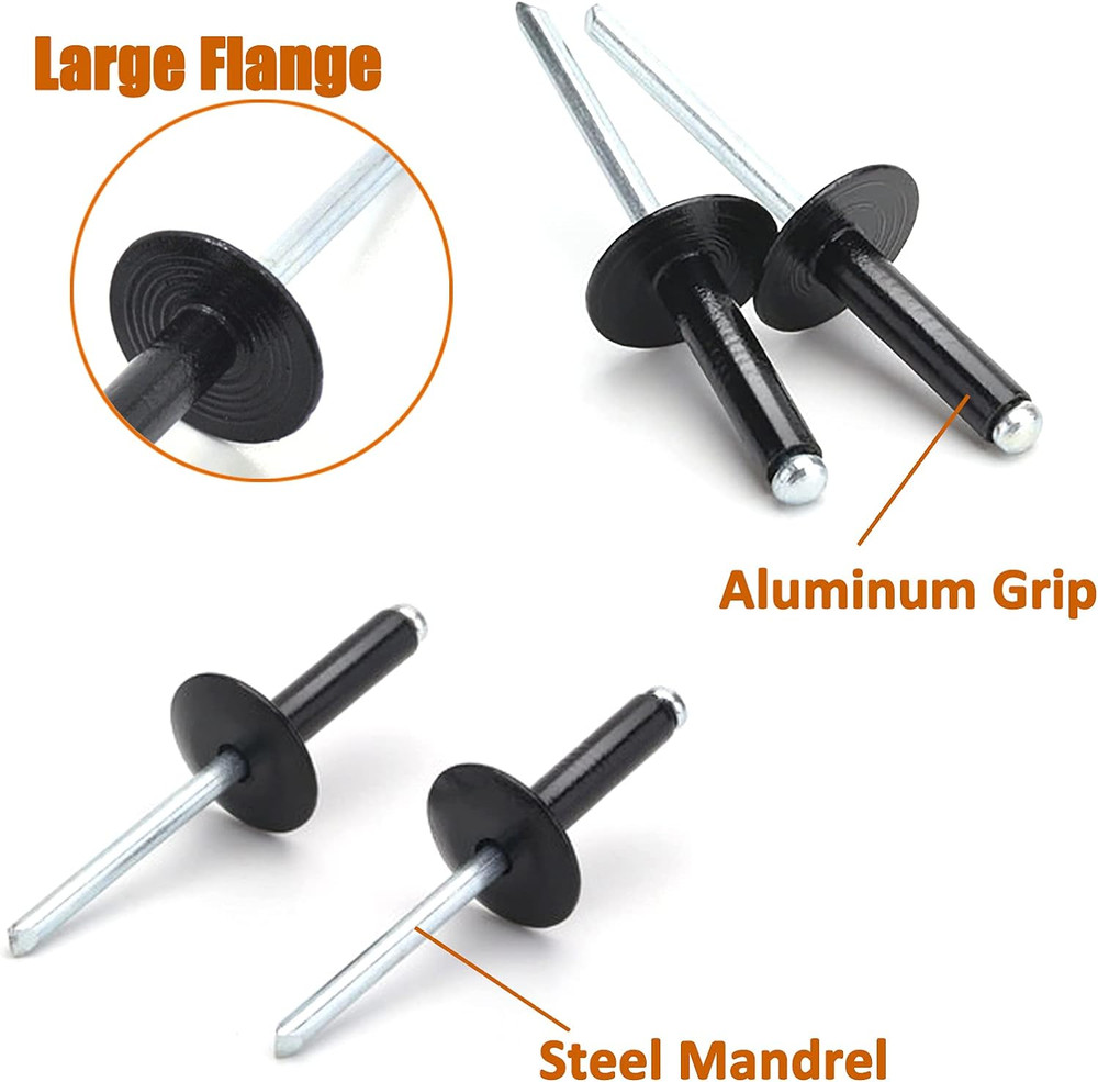 50Pcs Large Flange Aluminum Blind Rivets, Pop Rivets
