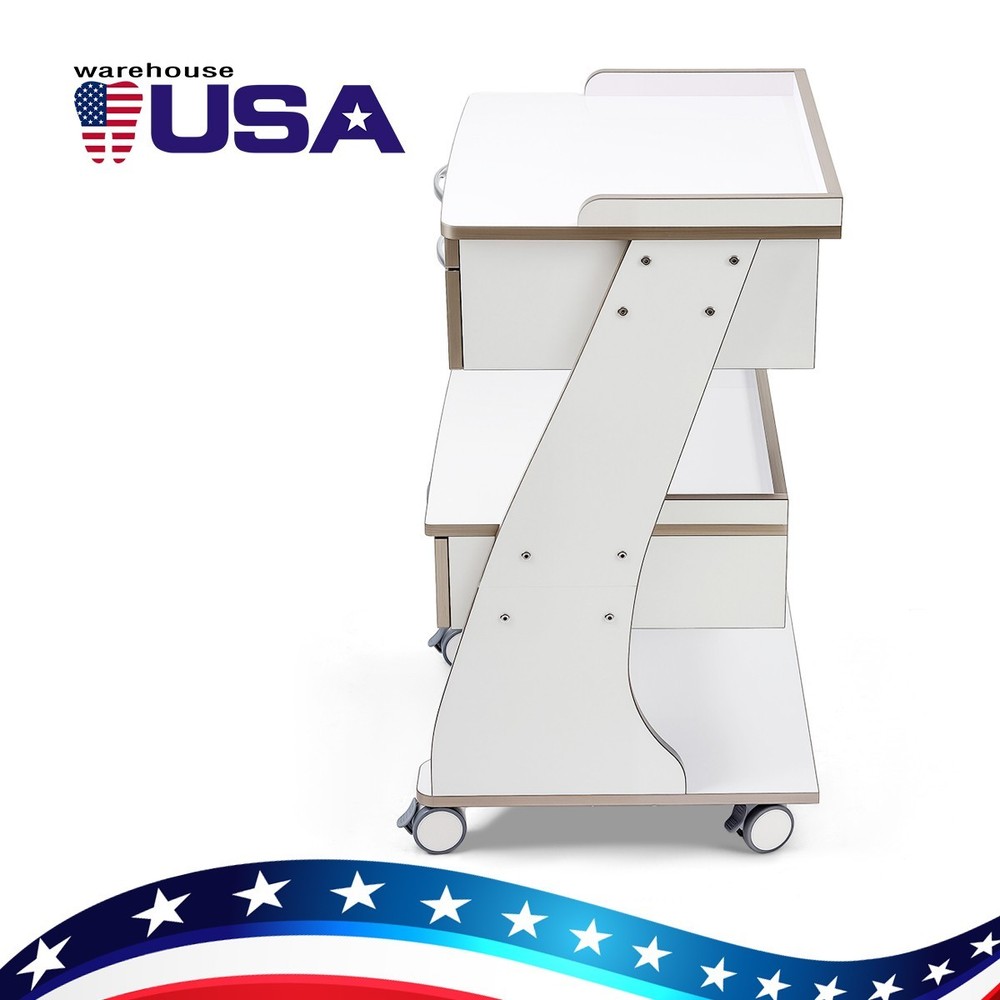 Dental Storage Cabinet Double-Drawer 3 Layer-Tier Cart Tools Socket High-Gloss