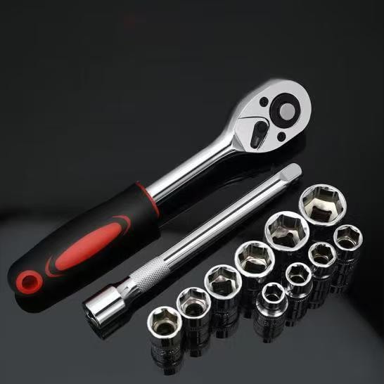 12pc Socket Wrench Set 8-24mm with Ratchet Handle Household Hand Tool Kit