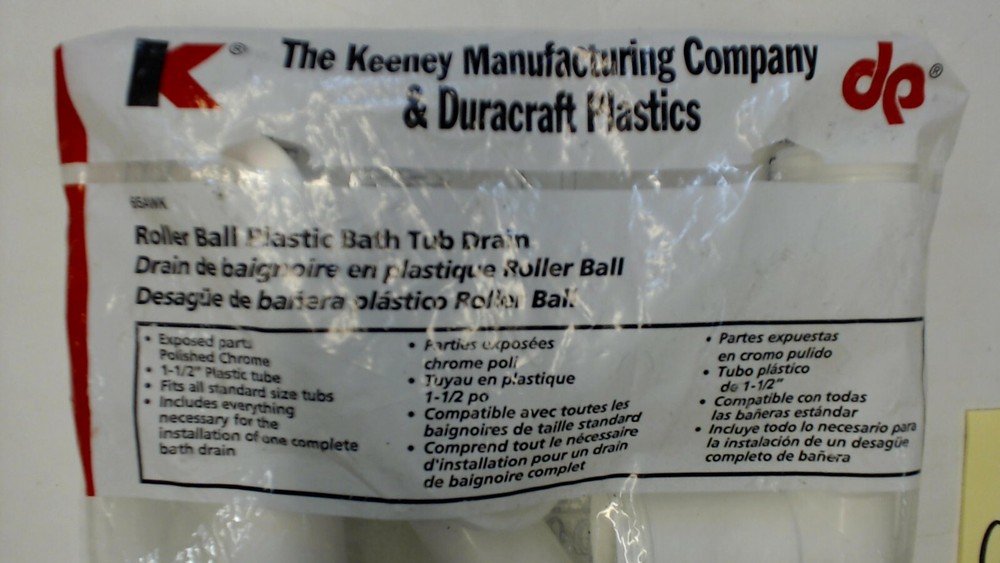 Keeney Manufacturing Roller Ball Plastic Bath Tub Drain 65AWK